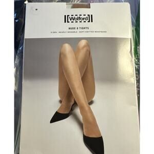 Wolford Nude 8 Tights 8 Den Nearly Invisible Sz M Gobi NWT